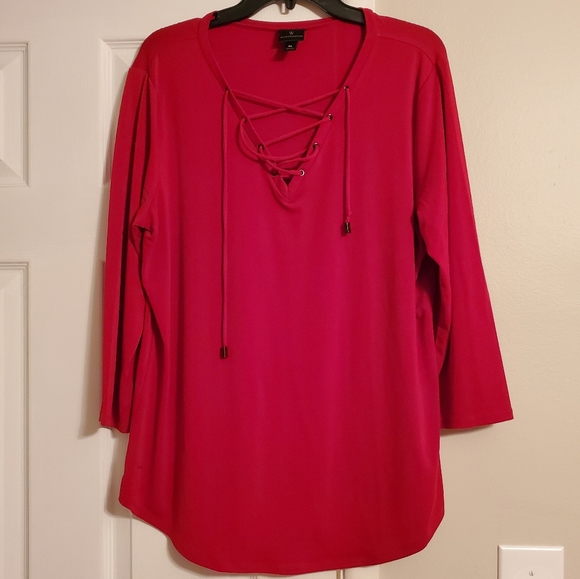 Worthington Tops - Worthington Red Tie Top